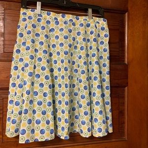 Vintage Flared Mini Skirt M Flirty Fruits Floral Mod Lemon Daisy Polyester NOS